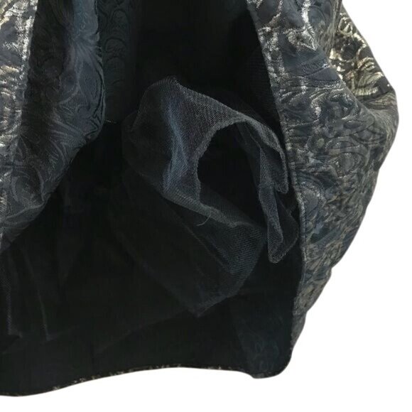 Marina Black & Gold Floral Metallic Skirt 3X A-Line Design Made In USA - Picture 7 of 8